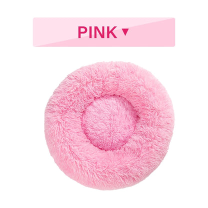 Fluffy Donut Dog Bed  Warm Soft Long Plush Pet Cushion Dog House Cat  Bed Washable Pet Sofa Mat Calming Samll Large Dog Beds