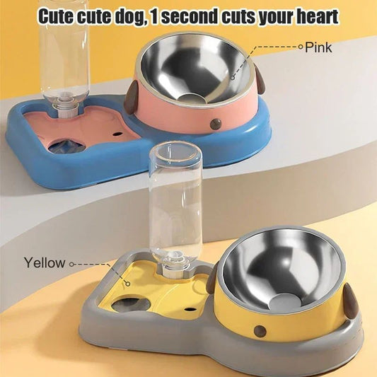 Pet Feeder Bowls Pet Feeder Water Bottle Set Pet Feeding Bowls And Drinkers 15-Degree Tilt Design Protect Cats Dogd Neck