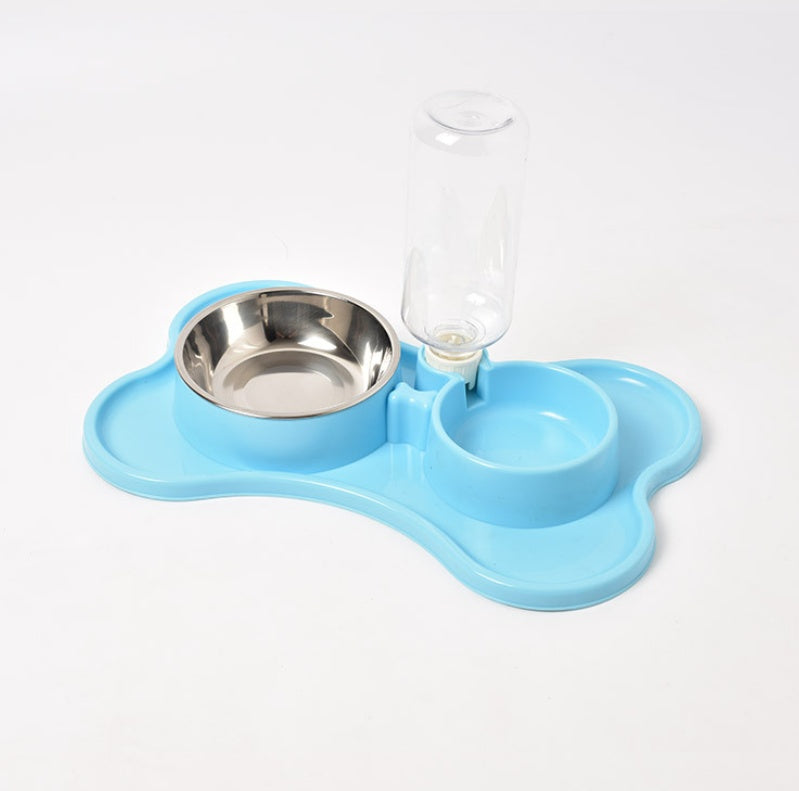 Pet supplies Dog automatic drinking water double bowl Dog double bowl pet food bowl Teddy law bucket pet bowl