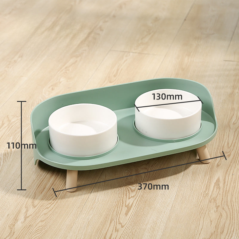 Pet Bowl Tilted Cat Double Bowls Protect Cervical Dog Drinker Food Bowl Dish Adjustable Spill-Proof Cat Feeder Pet Supplies