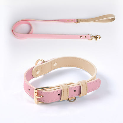 Leather Pet Dog Leash Collar Set