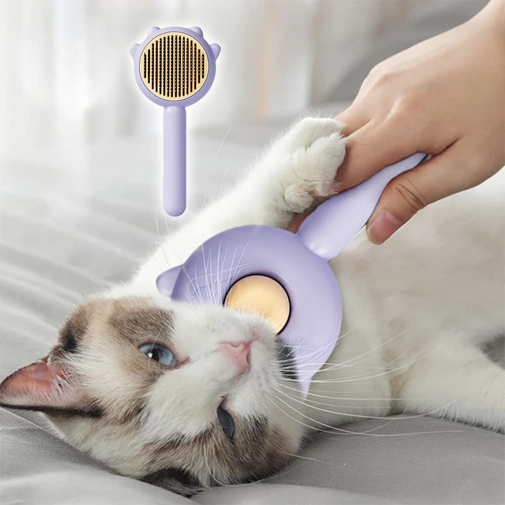 Pet Hair Cleaner Brush Cat Grooming Brush With Release Button Pet Hair Cleaner Brush Cat Grooming Brush Long Or Short Hair Cats Dogs Pet Massage BrushesComb For Cat Dog