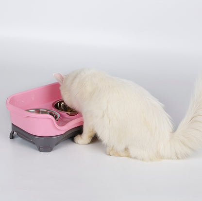 Dog bowl cat bowl pet cat double basin splash-proof neat dog cat rice bowl food bowl stainless steel bowl