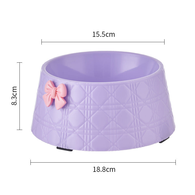 Pet Dog Food Bowls Lovely Bowknot Puppy Feeder Dish Bowl Diamond Pattern Bow Cat Bowl For Water Sweet Princess Pet Feeding Bowls