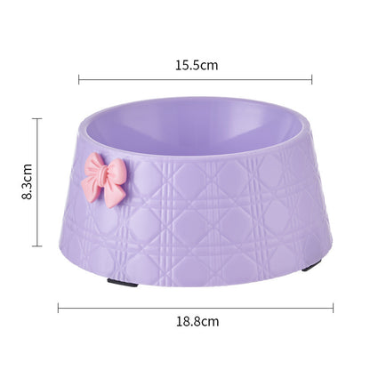 Pet Dog Food Bowls Lovely Bowknot Puppy Feeder Dish Bowl Diamond Pattern Bow Cat Bowl For Water Sweet Princess Pet Feeding Bowls