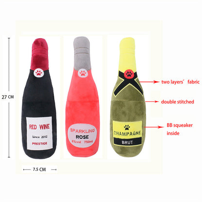 Pet Cats And Dogs Vocal Toys Plush Wine Bottle Chewing Teeth Stick Donut Small