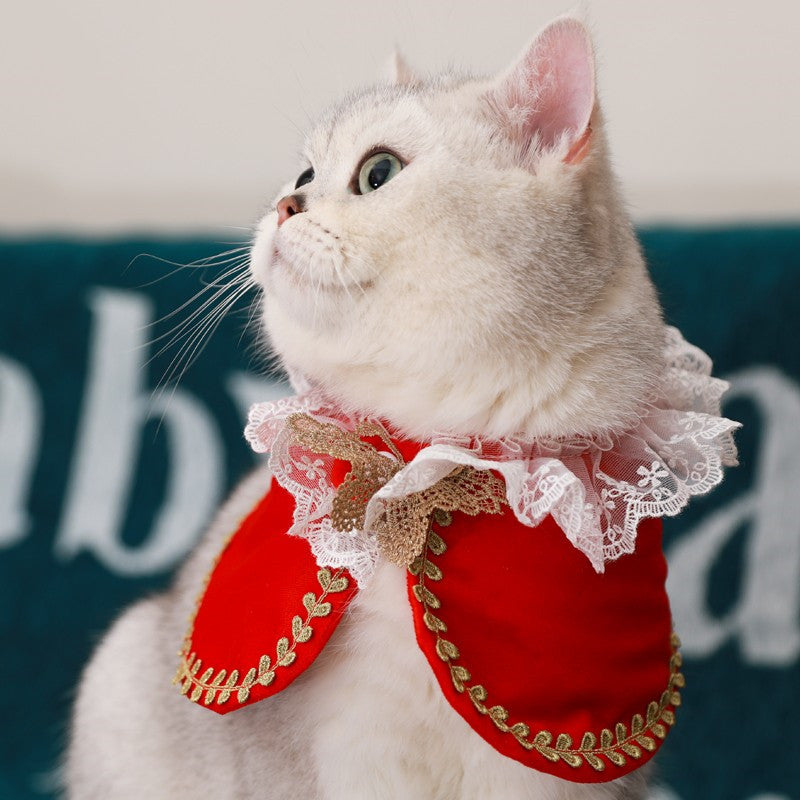 Pet Cat Clothes King Cape Lace Collar