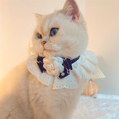 Fashion Cat Lace Neck Pet Collar Bow