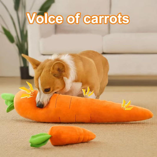 Cute Carrot With Soft Squeaker Carrot Shape Pet Plush Toy With Sound Bite-Resistant Soft Comfortable Dog Toy