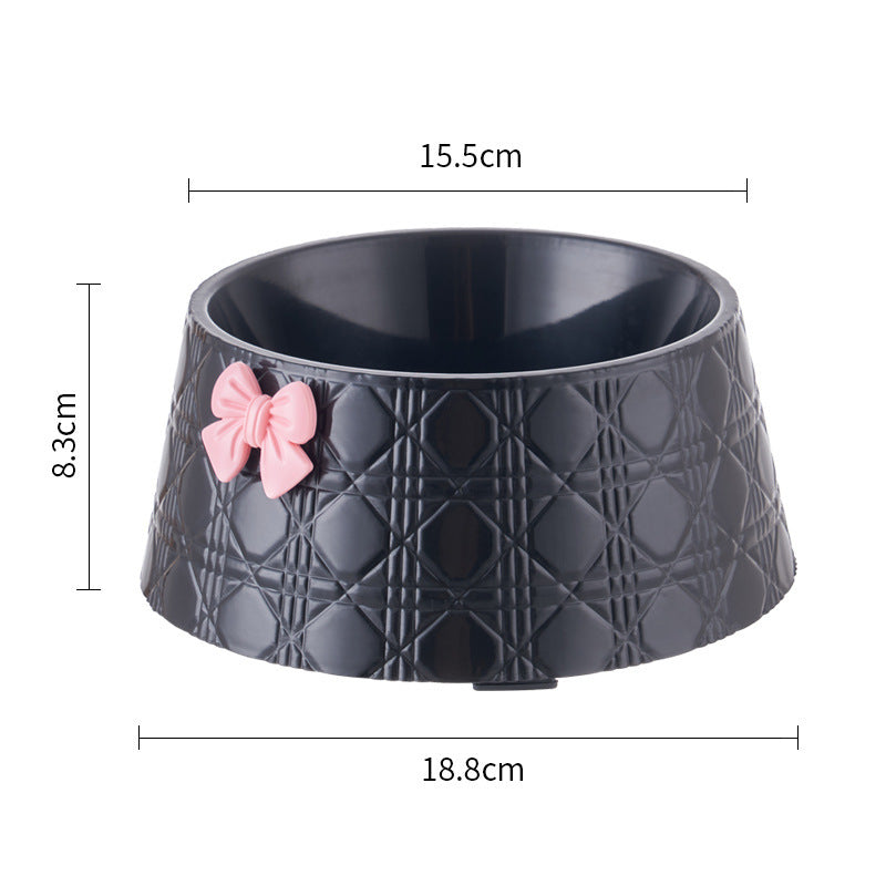 Pet Dog Food Bowls Lovely Bowknot Puppy Feeder Dish Bowl Diamond Pattern Bow Cat Bowl For Water Sweet Princess Pet Feeding Bowls