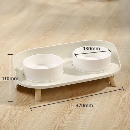 Pet Bowl Tilted Cat Double Bowls Protect Cervical Dog Drinker Food Bowl Dish Adjustable Spill-Proof Cat Feeder Pet Supplies