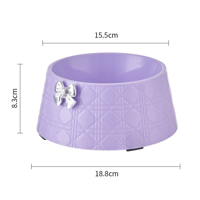 Pet Dog Food Bowls Lovely Bowknot Puppy Feeder Dish Bowl Diamond Pattern Bow Cat Bowl For Water Sweet Princess Pet Feeding Bowls