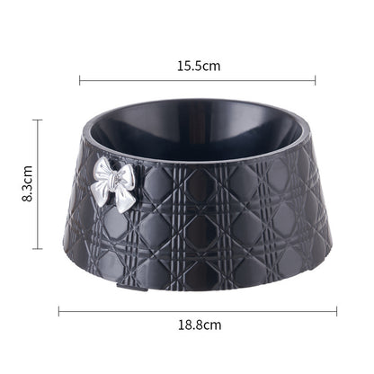 Pet Dog Food Bowls Lovely Bowknot Puppy Feeder Dish Bowl Diamond Pattern Bow Cat Bowl For Water Sweet Princess Pet Feeding Bowls