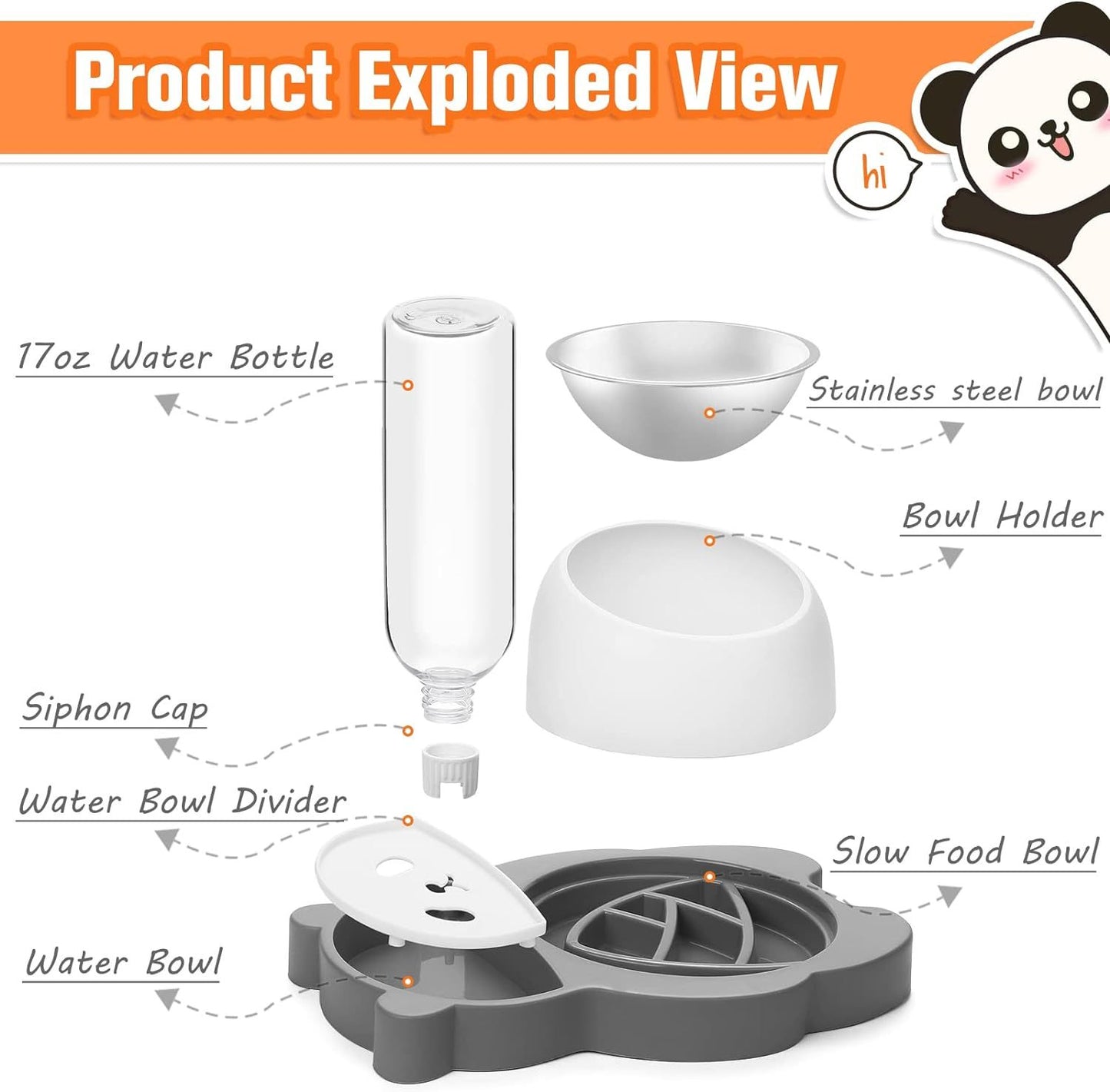 Elevated Dog Cat Bowls Tilted Cat Food And Water Bowl Set Raised Stainless Steel Cat Bowls With Automatic Water Dispenser Bottle For Cats And Small Dogs Kitten Puppy