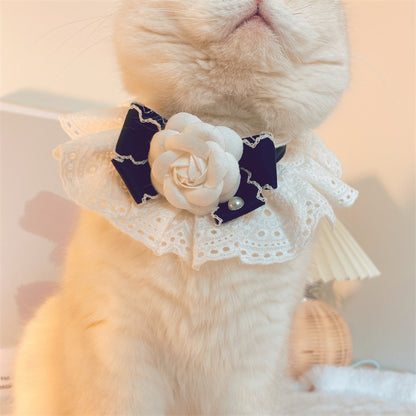 Fashion Cat Lace Neck Pet Collar Bow