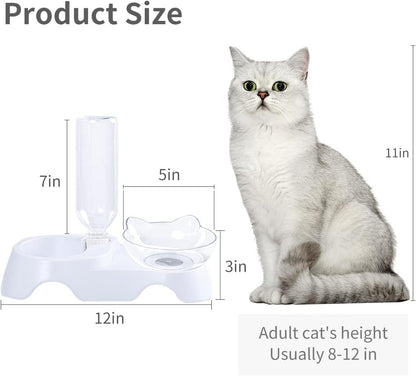 Double Dog Cat Bowls Pets Water And Food Bowl Set 15 Tilted Water And Food Bowl Set With Automatic Waterer Bottle For Small Or Medium Size Dogs Cats