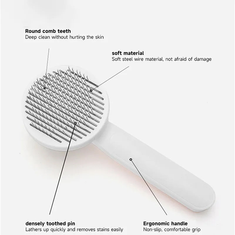 Pet Self Cleaning Cat Brushes, Cat Grooming Brush For Dogs Cats For Long Haired & Short Hair Gently To Remove Loose Undercoat, Mats Tangled