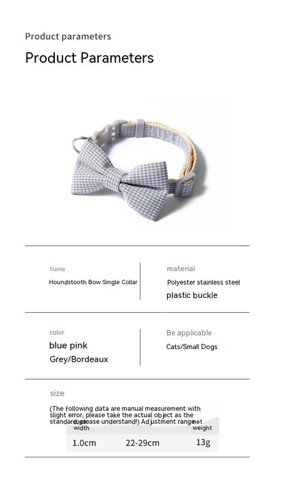 Pet Collar Houndstooth Bow Collar