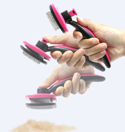 Curly Dog Hair Removal Comb Grooming Brush Stainless Steel Cats Combs Automatic Non-Slip Brush For Dog Cat Pet Cleaning Supplies