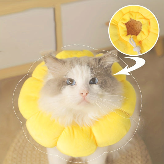 Cat Small Dog Recovery Collar, Cute Sunflower Neck Cone After Surgery, Adjustable Pet E Collar, Wound Healing Protective Cone Surgery Recovery Elizabethan Collars For Small Pets