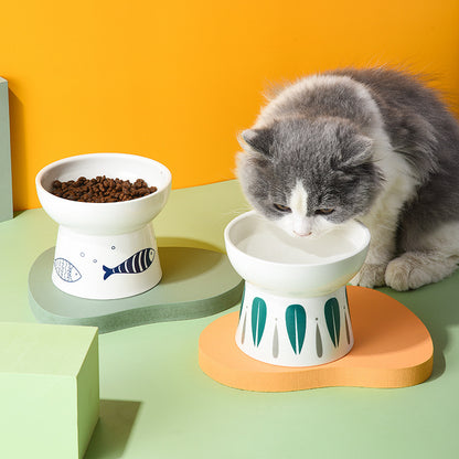 Ceramic Non Slip Elevated Pet Cat Dog Food Bowl