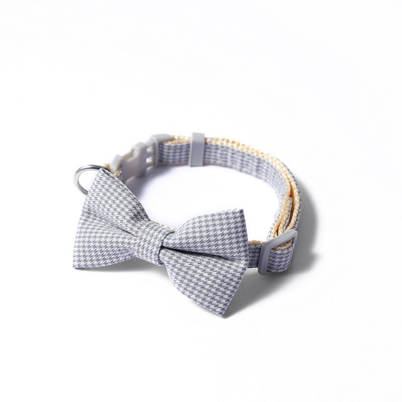 Pet Collar Houndstooth Bow Collar