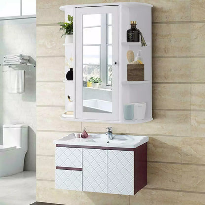 Medicine Cabinet Wall-Mounted Bath Bathroom Cabinet w/ Mirror Home Decor White