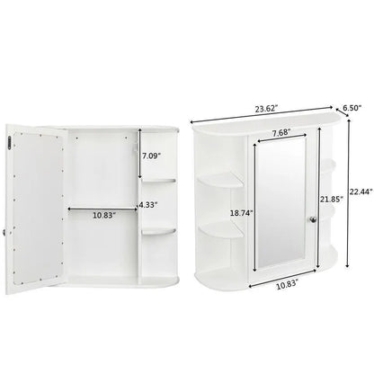 Medicine Cabinet Wall-Mounted Bath Bathroom Cabinet w/ Mirror Home Decor White